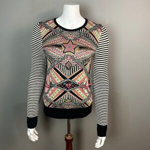 Anthropologie Aldo Martins Sweater XS Geometric Star‎ Indie Punk Striped